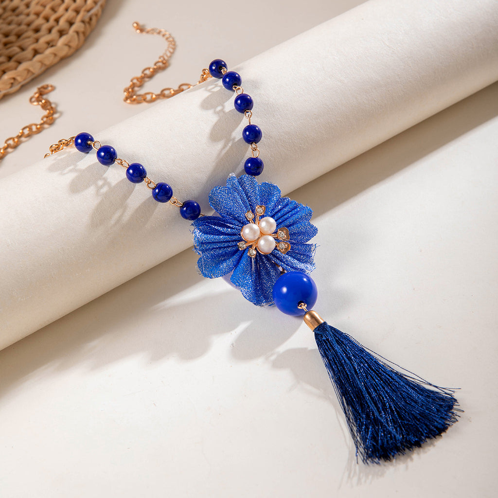 Simple Colorful Beaded Tassel y Chain Necklace Elegant Versatile Diamond-Studded Sweater Chain Jewelry