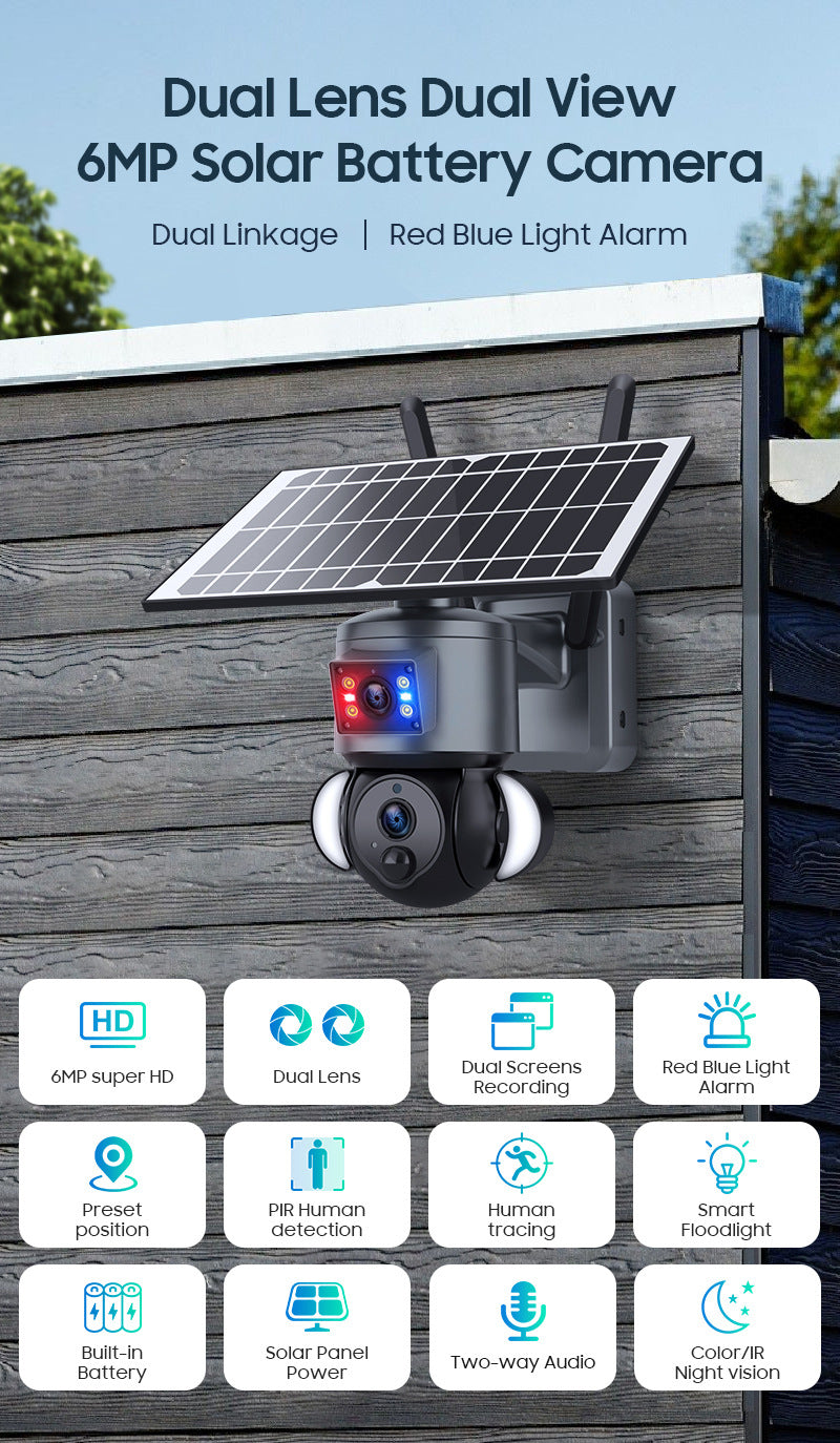 Outdoor Courtyard Binoculars4G Solar Powered Surveillance Camera 600Wan Remote Wireless Full Color Low Power Consumption Bullet Camera