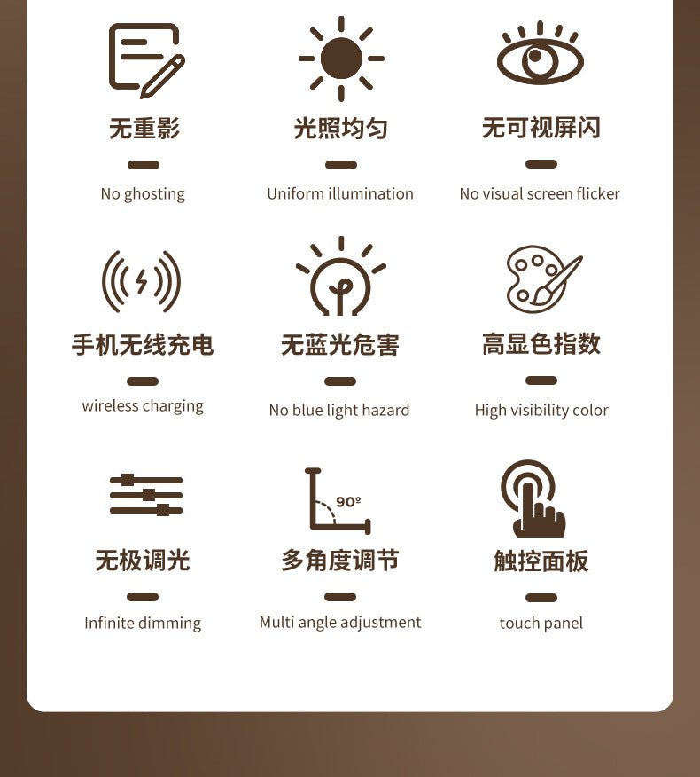 Factory Wholesale LED Smart Folding Desk Lamp Three Color Temperature Mobile Phone Wireless Charging Lighting Lamp Reading Eye Protection Lamp