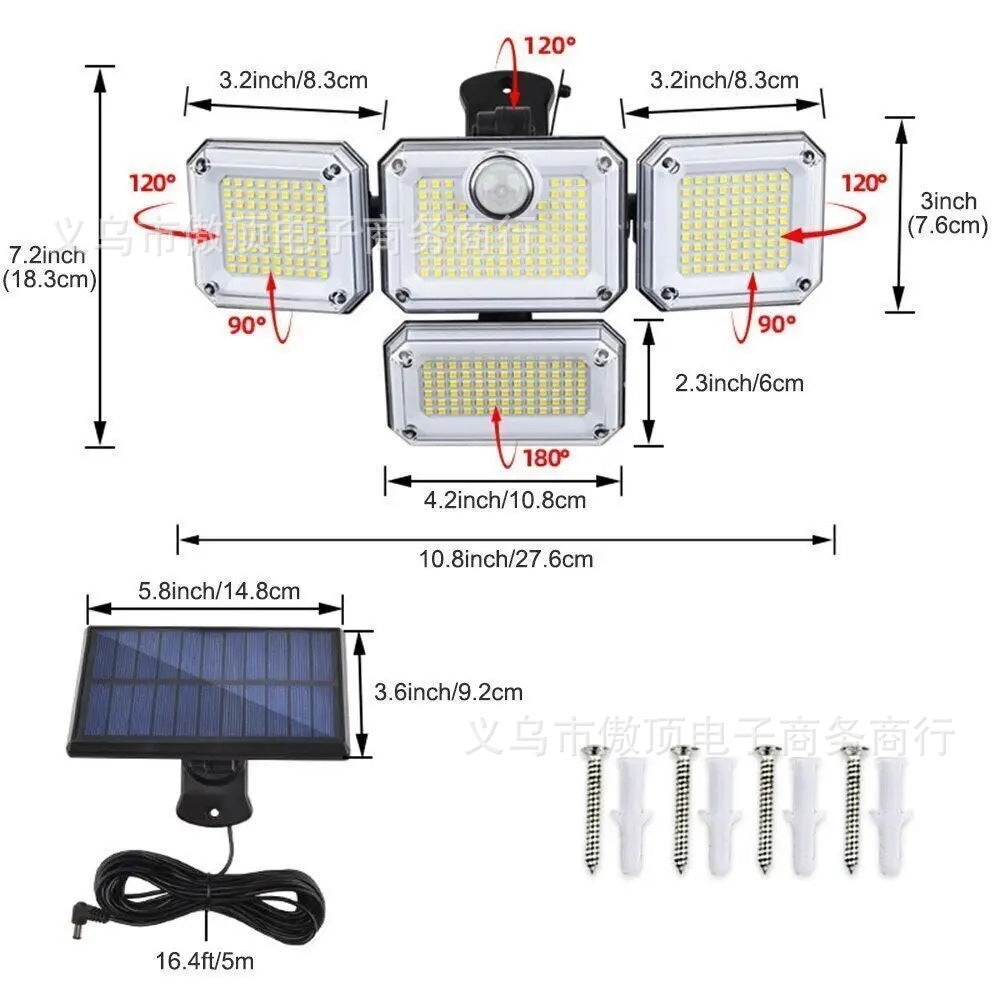 New outdoor solar street light wall light333LED Light Strip Remote Control Garden Waterproof Human Body Sensor Light