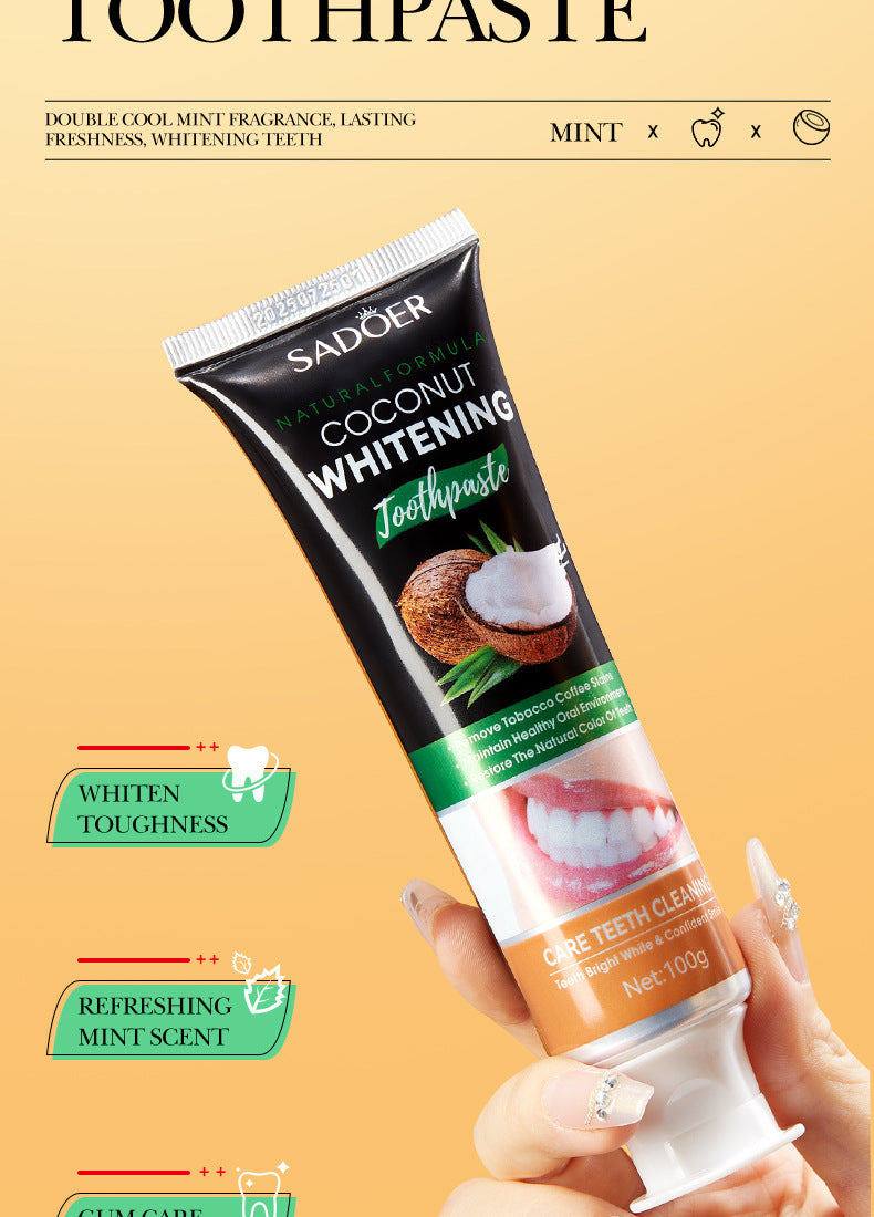 Toothpaste SADOER Vitamin C Coconut Oral Care Gum Protection  Wholesale Live Streaming