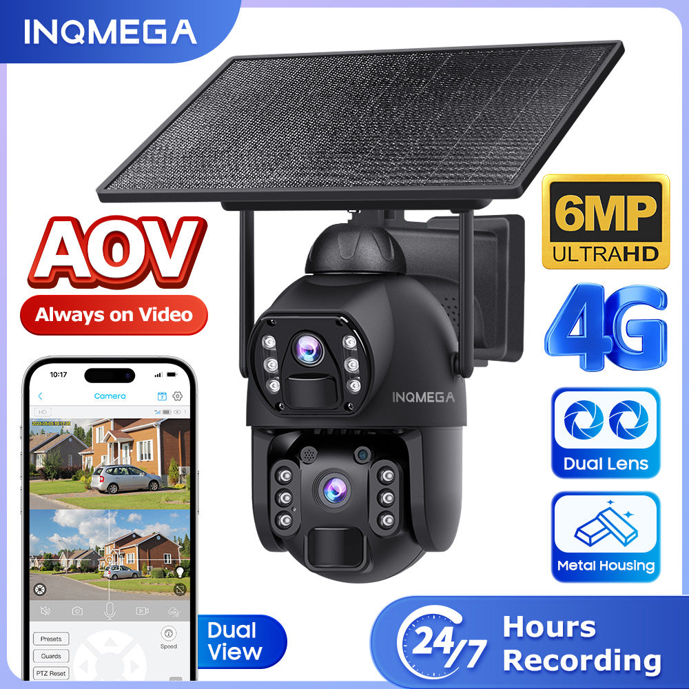 New Products from Manufacturers AOV Solar-powered Camera6MP High Definition Full Color Low Power Consumption4G Dual Camera Dual Screen