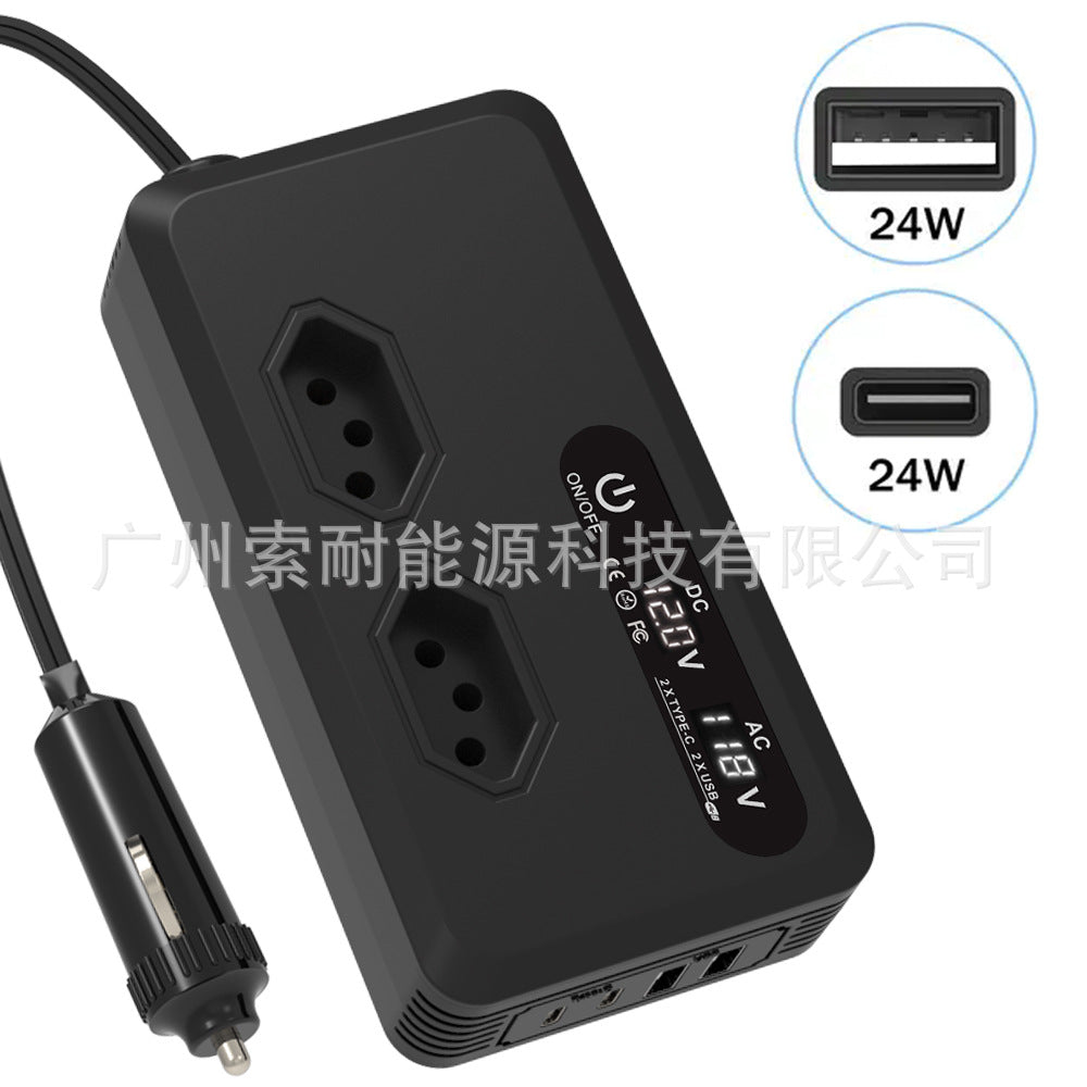 Export Car Inverter200W 12V Turn110V/220V Universal Socket for European, American, and Brazilian Standards