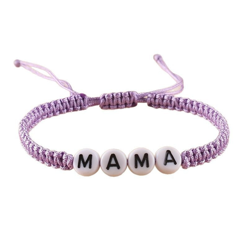 Mother's Day Birthday Gift Bracelet for Women, Stretchable Adjustable Handmade Woven Bracelet MAMA Letter Braided Bracelet