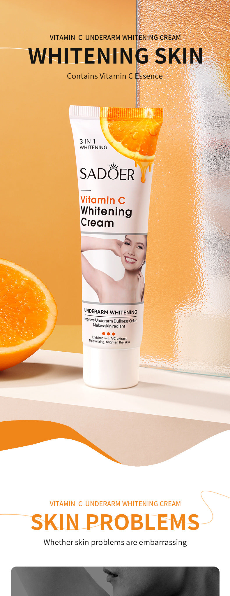 VC Armpit Whitening Cream SADOER Dimension C Even Skin Tone Body Cream  Foreign Trade Wholesale
