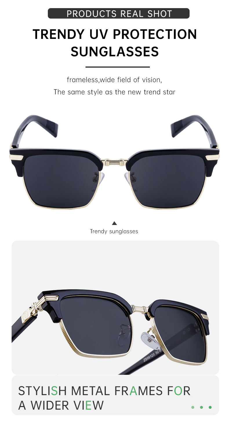 European and American New Retro Polarized Eyebrow Frame Sunglasses Men's Square Frame Sunglasses Men's Glasses Wholesale sunglasses