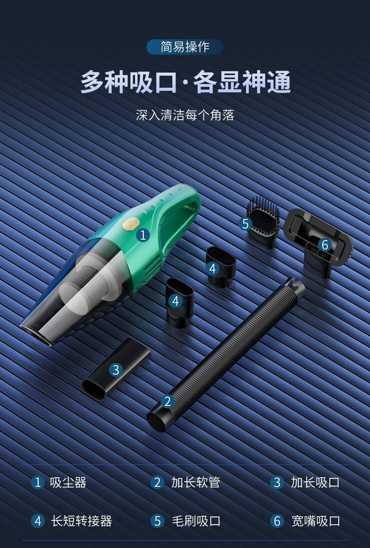 Chejia Dual-use Small Rechargeable Handheld Vacuum Cleaner High Power Wireless Car-mounted Dry and Wet Dual-use Large Suction Vacuum Cleaner