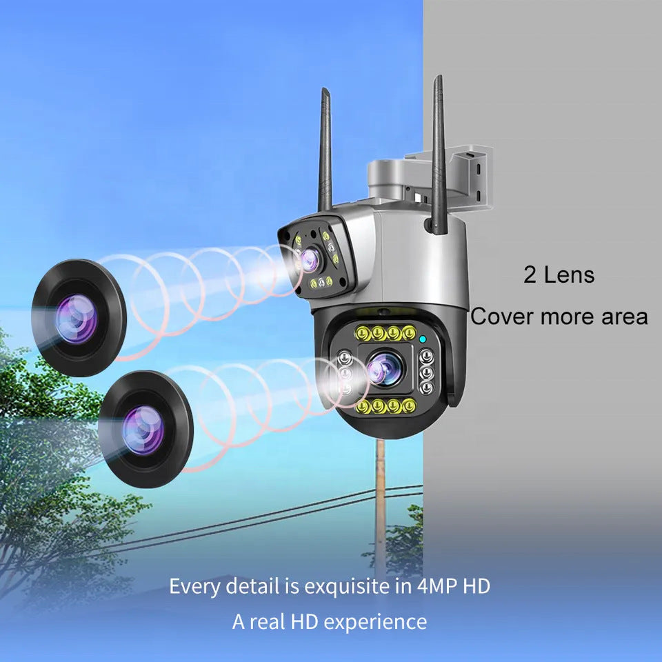 Binocular Security Monitoring V380Video Surveillance Camera Dual Screen Home Outdoor Surveillance Camera Ball HD