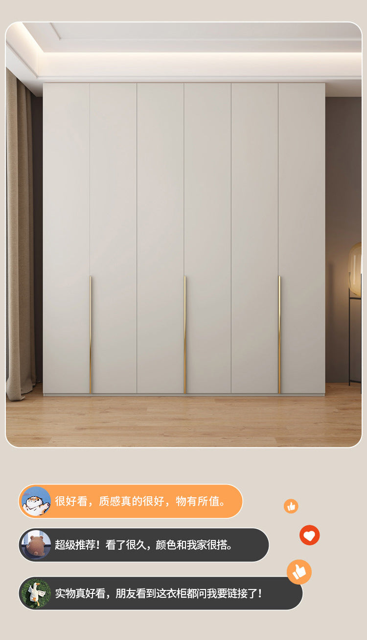 Cream Style Solid Wood Wardrobe Modern Simple Bedroom Storage Cabinet One Door to Ceiling Economical Small Apartment Home Large Wardrobe