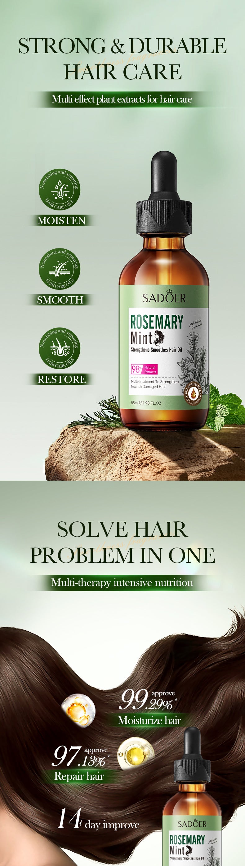 Mint Rosemary Plant Hair Care Essential Oil SADOER Moisturizing Conditioner  Wholesale