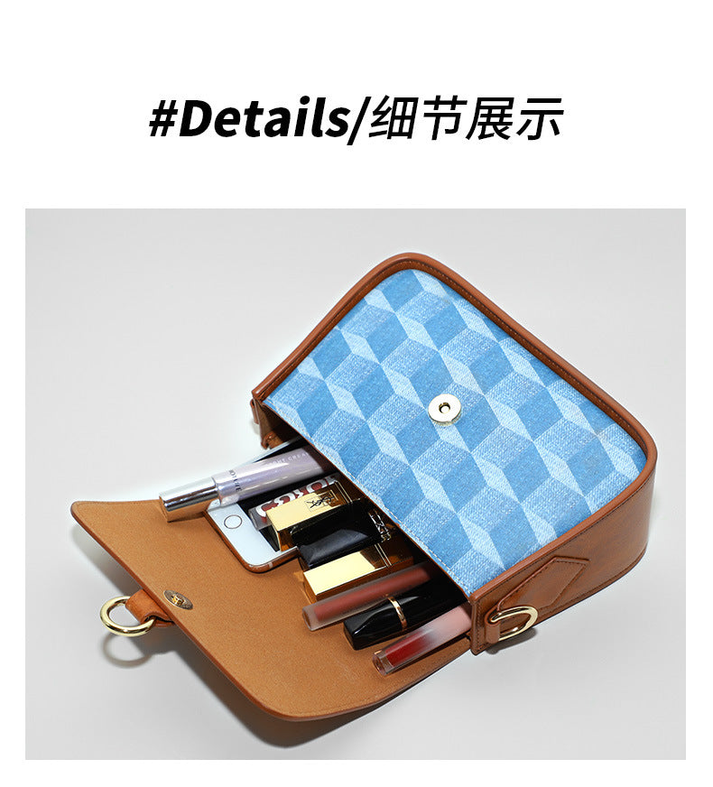 Women's Summer New Trend Retro Small Square Bag Personality Stylish Color-Block Shoulder Bag High-Quality Crossbody Bag for Women