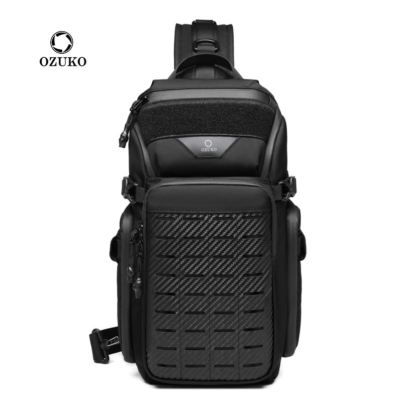 OZUKO Tactical Chest Bag Men's Crossbody Bag Waterproof Multifunctional Outdoor Portable Bag Cycling Trendy Shoulder Bag