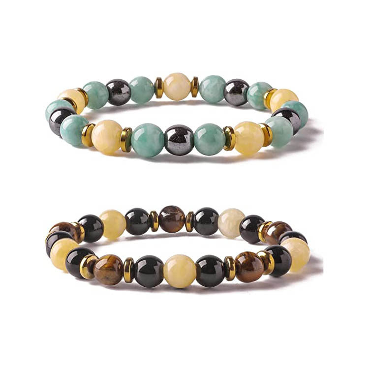 Black Gallstone Elastic Bracelet for Women Friendship Gift Cross Pendant Tiger Eye Blue Vein Agate Beaded Bracelet