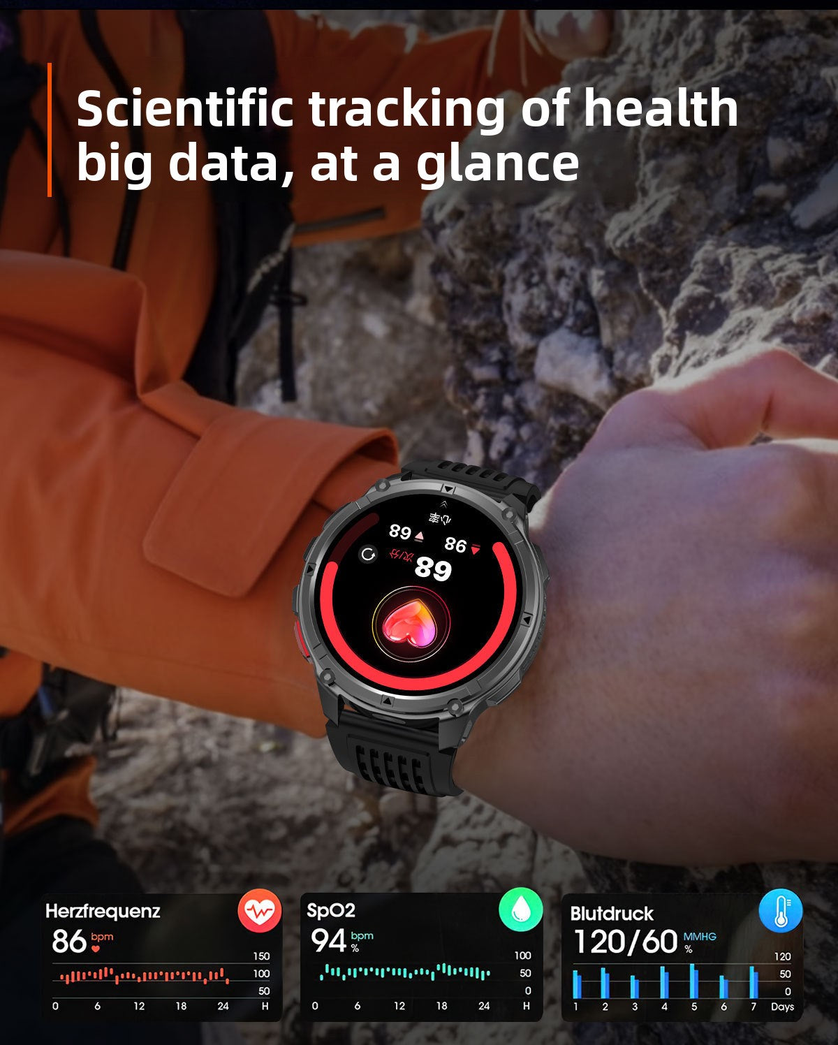 HT33Smart Watch Bluetooth Call True Heart Rate Step Count Sleep Monitoring Compass Deep Waterproof Sports Three-Proof
