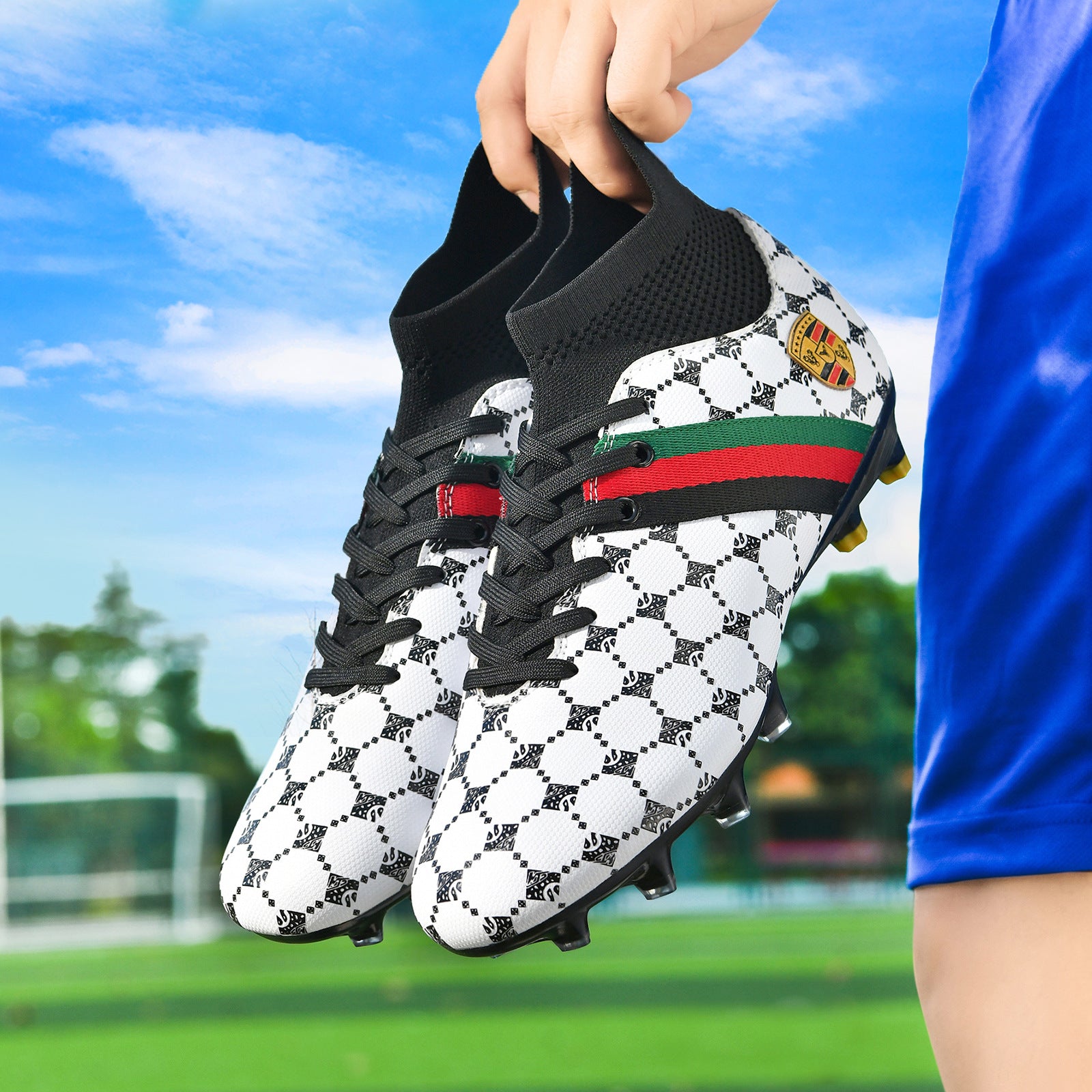 Hot-selling High-top Soccer Shoes tf Artificial Grass with Broken Nails AG Nail Leather Foot Men's and Women's Children's Youth Student Training Shoes