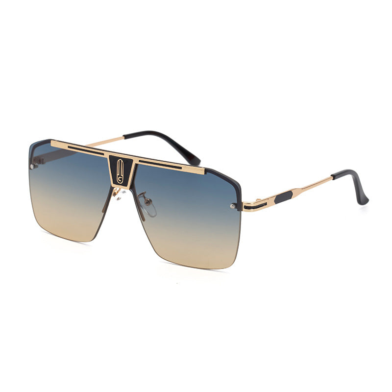 New Large Frame Sunglasses Men's Trendy Cool Fashion Street Style Square Frame Sunglasses Retro Rimless Glasses sunglasses