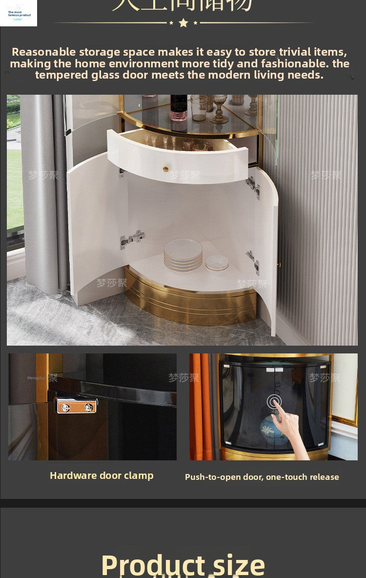 Corner Cabinet Light Luxury Glass Wine Cabinet Triangle Cabinet Living Room Corner Cabinet Fan-shaped Wall Corner Cabinet Wall-mounted Corner Wine Cabinet