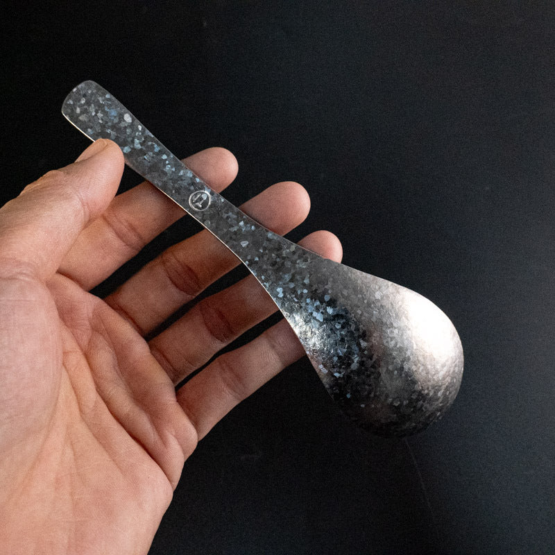 Pure Titanium Spoon Household Uncoated Ice Flower Craft Outdoor Pure Titanium Soup Spoon Hot Pot Wide Spoon High Temperature Coloring Titanium Soup Spoon