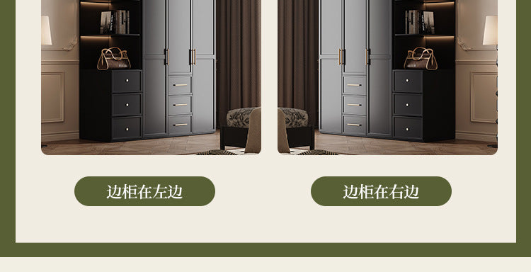 French Retro Style Black Wardrobe Modern Simple Small Apartment Light Luxury Internet Celebrity Closet Storage Cabinet Bedroom Economical Type