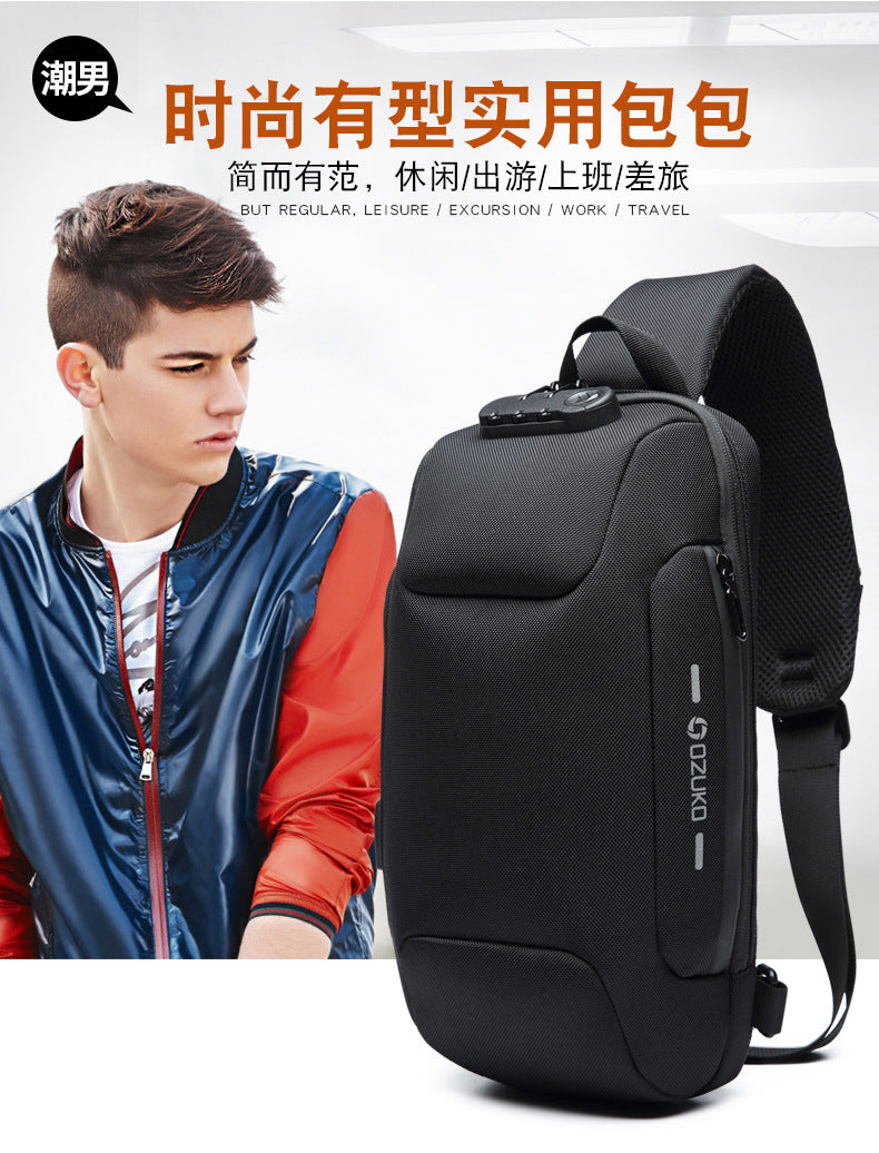 OZUKO Tactical Chest Bag Men's Crossbody Bag Waterproof Multifunctional High-end Outdoor Portable Bag Cycling Shoulder Bag