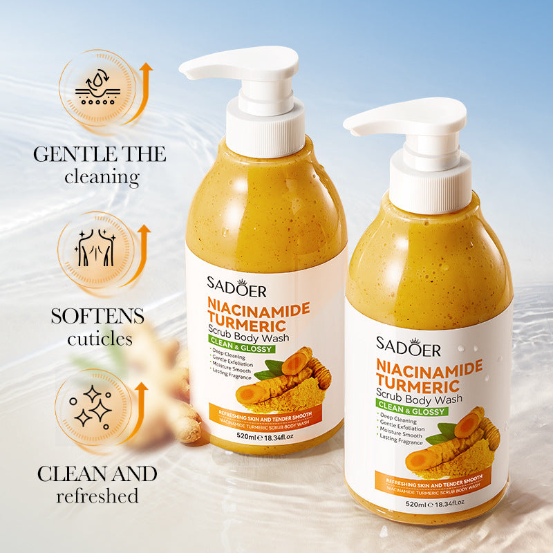 Turmeric Scrub Body Wash520ml  Niacinamide Cleansing Body Shower Gel Export Manufacturer Wholesale