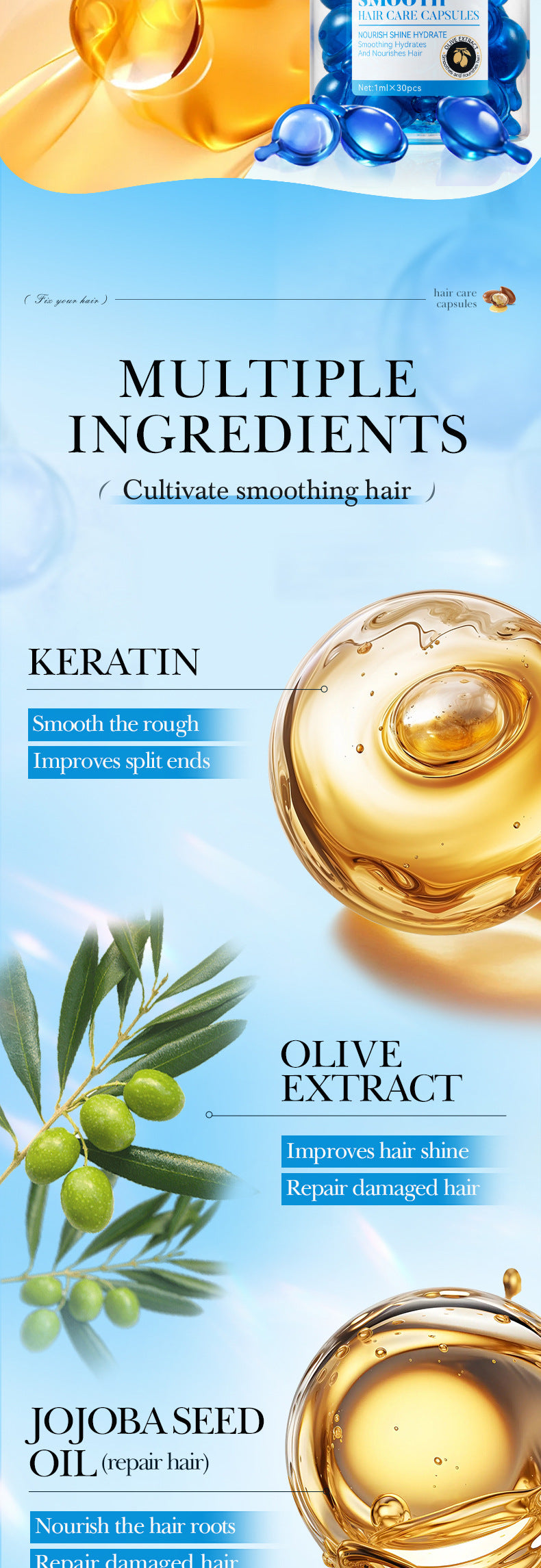 Nut Oil Hair Care Capsules SADOER Improve Frizz Essential Oil Capsule Conditioner  Wholesale