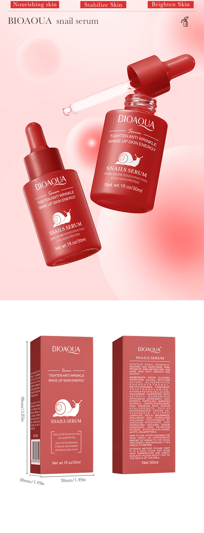 BIOAOUA Essence Series Hydrating and Nourishing Vitamins C Essence   Factory Direct Sales
