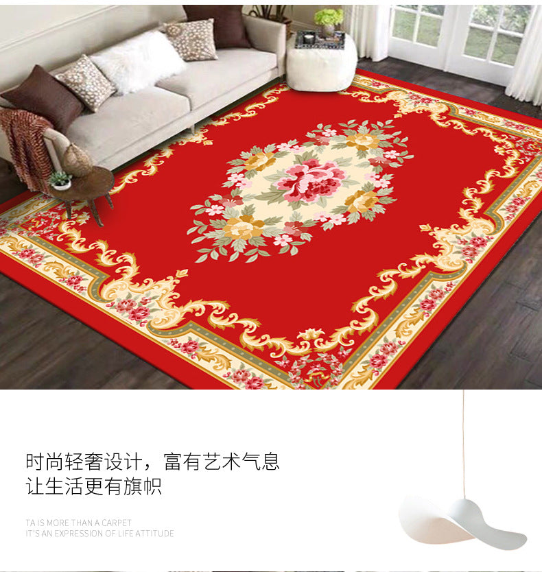 Crystal Velvet Carpet Full Coverage Chinese Style Living Room Sofa Coffee Table Rug Same Style Bedroom Wear-resistant Non-slip Rug