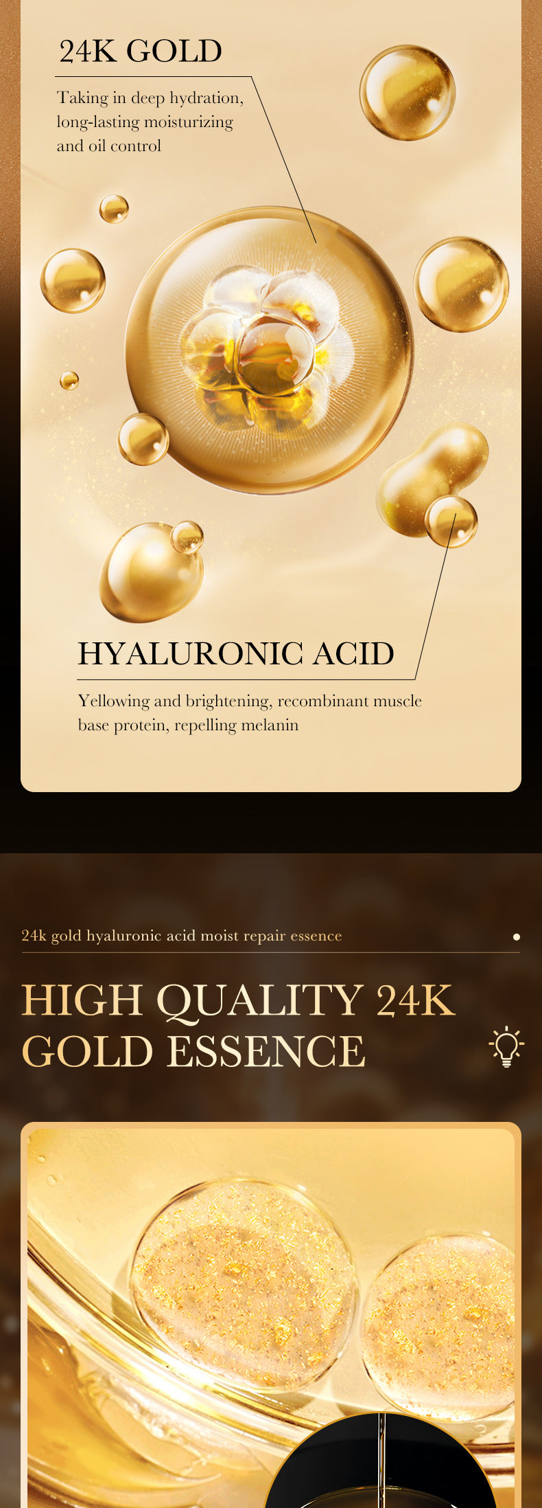 24K Gold Essence ZOZU Hyaluronic acid moisturizing and hydrating skincare wholesale for  trade