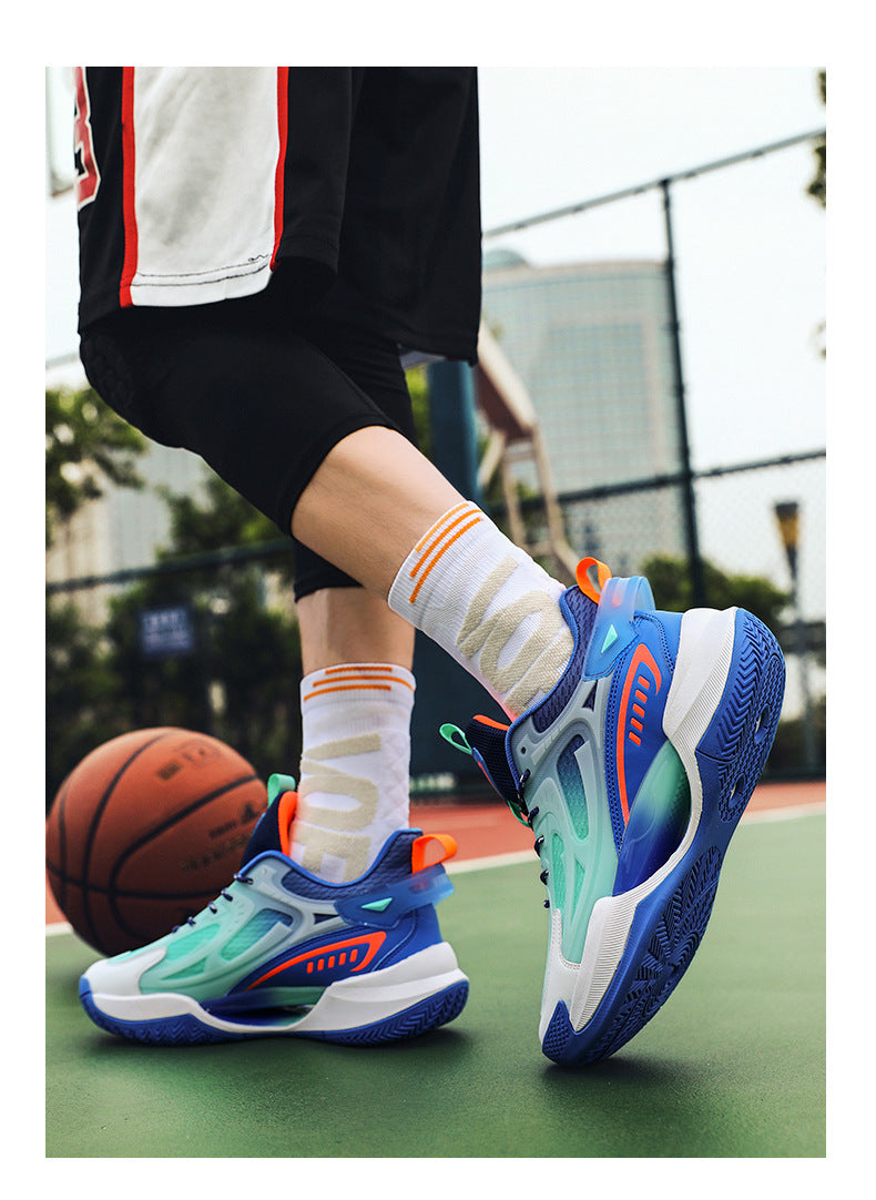 Four Seasons New Luminous Mesh Breathable Men's Shoes Casual Trendy Basketball Shoes High Elastic Cushioning Wear-Resistant Non-Slip Sports Shoes