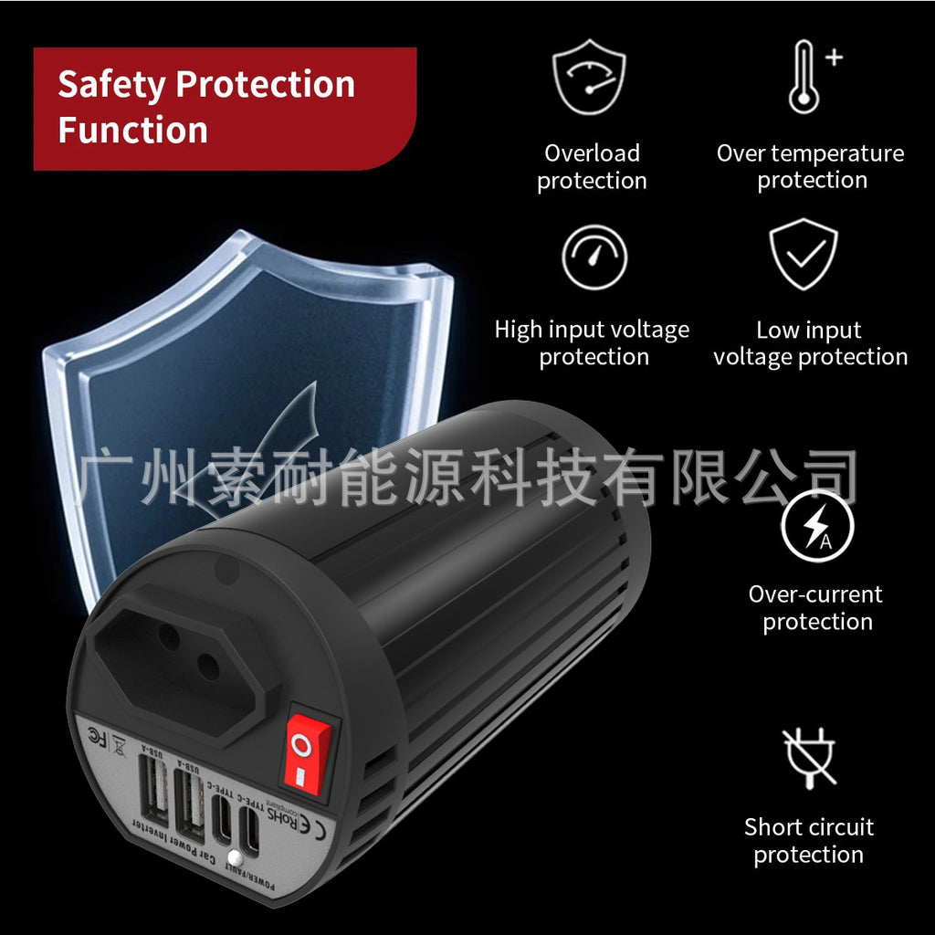 Cup-shaped Car Inverter200W 12V Turn110V220V Double USB Type-C Exclusive Supply inverter
