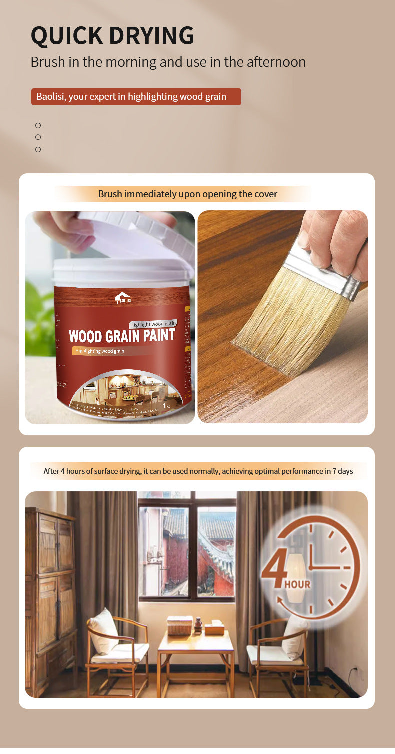 Water-based Wood Grain Paint Door, Window, and Cabinet Color Change Renovation Brightening Wood Wax Oil Antique Wood Imitation Distressed Latex Paint Manufacturer