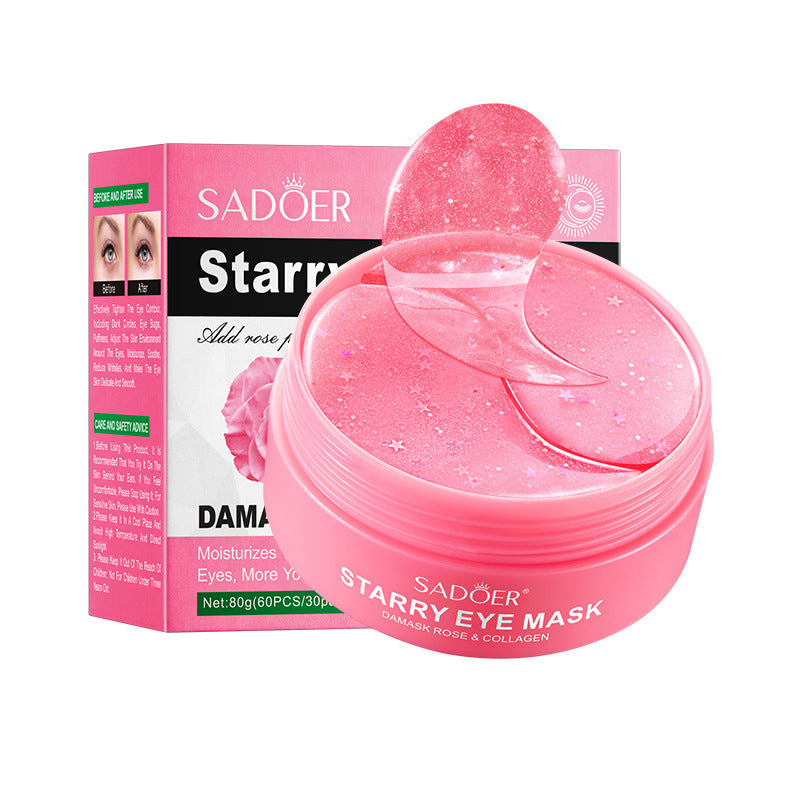 Boquan Ya Peach Eye Mask Box Set Starry Sky Bamboo Charcoal Rose Moisturizing Improves Dark Circles Export Manufacturer Wholesale