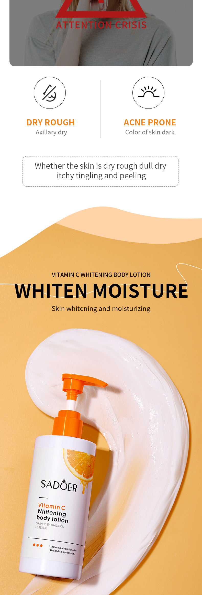 VC Whitening Body Lotion SADOER Vitamin C Moisturizing and Hydrating Skin Care  Wholesale