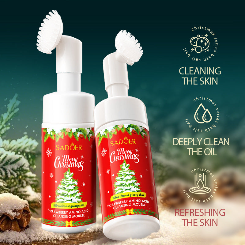 Christmas Strawberry Amino Acid Cleansing Mousse SADOER Cleansing facial cleanser  foreign trade wholesale