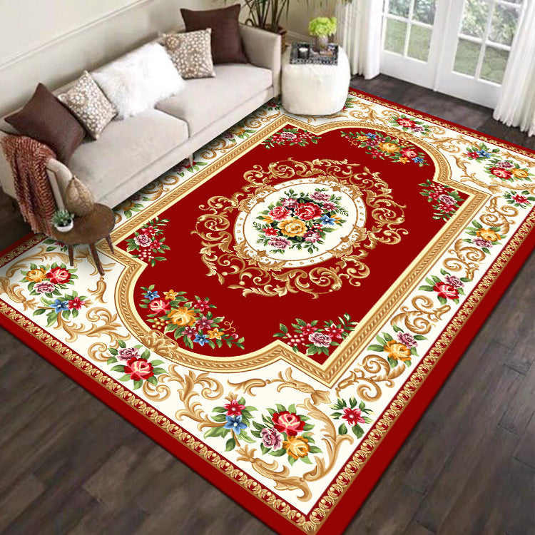 Crystal Velvet Carpet Full Coverage Chinese Style Living Room Sofa Coffee Table Rug Same Style Bedroom Wear-resistant Non-slip Rug