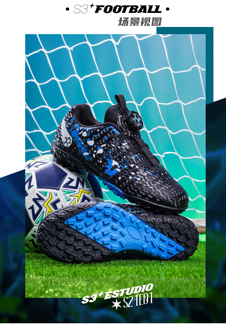 Rotating Button New Children's Soccer Shoes Girls' Spike Training Shoes Girls' Elementary School Sneakers Sports Shoes