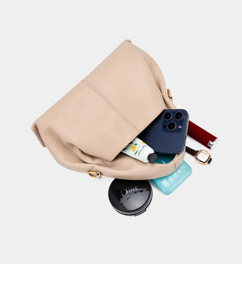European and American Style Boling En Cloud Bag Lychee Pattern Light Luxury Crossbody Shoulder Dumpling Bag New Women's Underarm Handbag Trendy