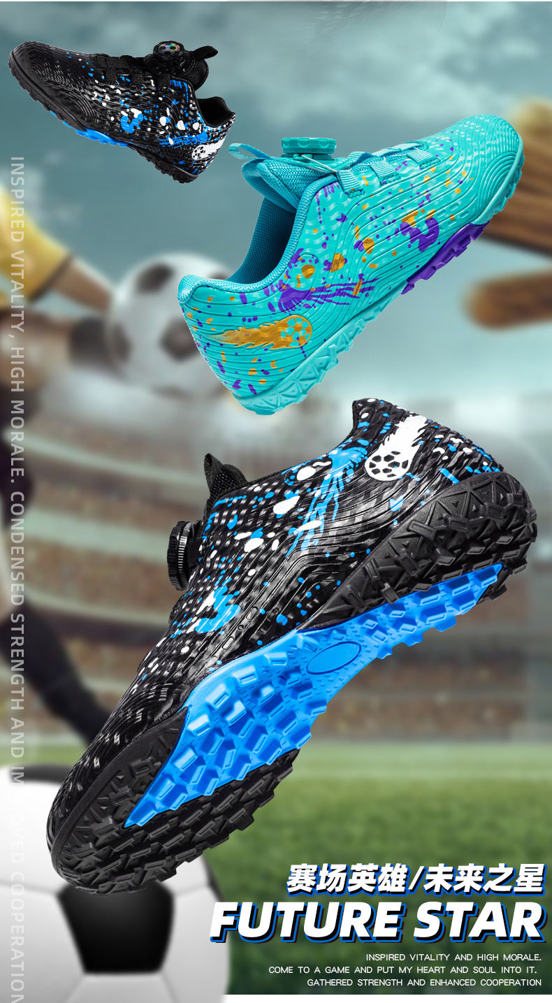 Rotating Button New Children's Soccer Shoes Girls' Spike Training Shoes Girls' Elementary School Sneakers Sports Shoes