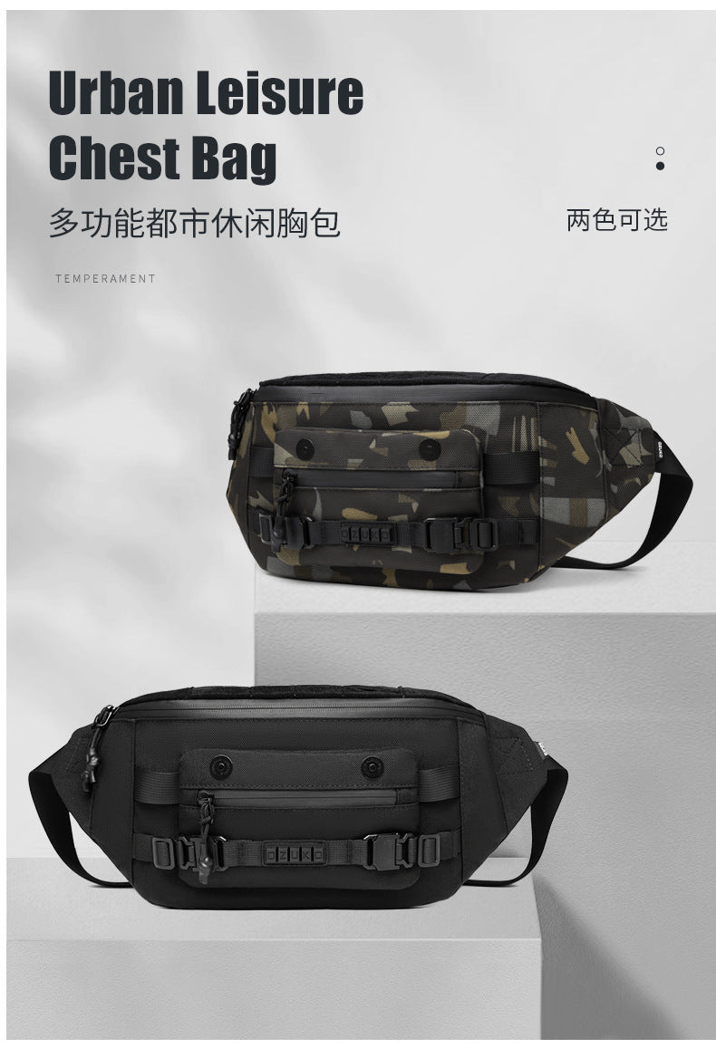 ozuko Tactical Waist Bag Functional Large Capacity Men's Shoulder Bag Outdoor Waterproof Bag Men's Crossbody Bag High-end Feel