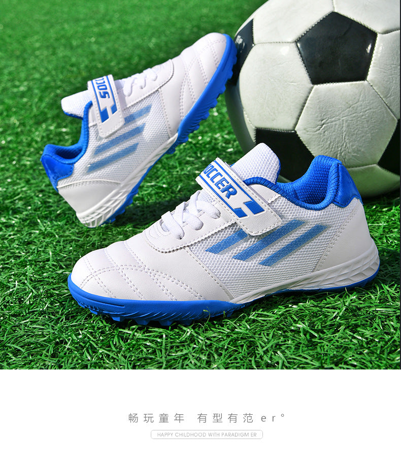 New football shoes for men and women with Velcro for children TF Broken Nail Style Youth Student Grassland Flat Training Shoes