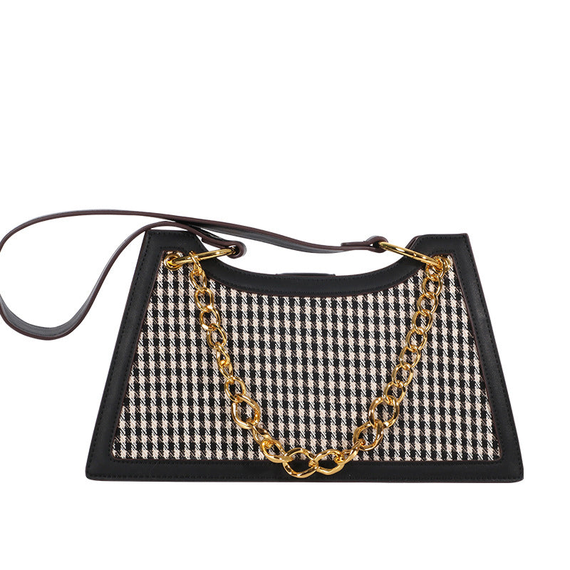 Women's Fashion Trendy New Color-Block Plaid Bag Personality Stylish Crossbody Bag Simple Shoulder Bag