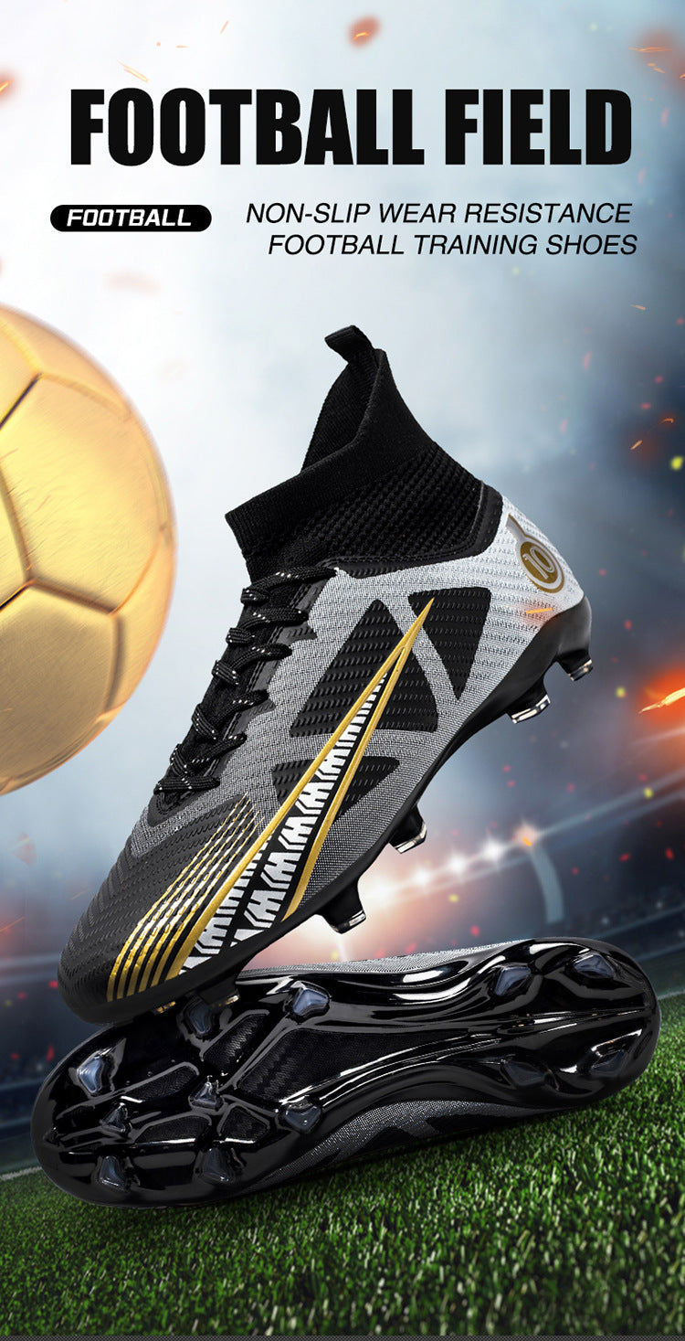 World Cup Football Shoes Men's High Top Long Spike Lawn Broken Spike Youth Student Competition Training Shoes