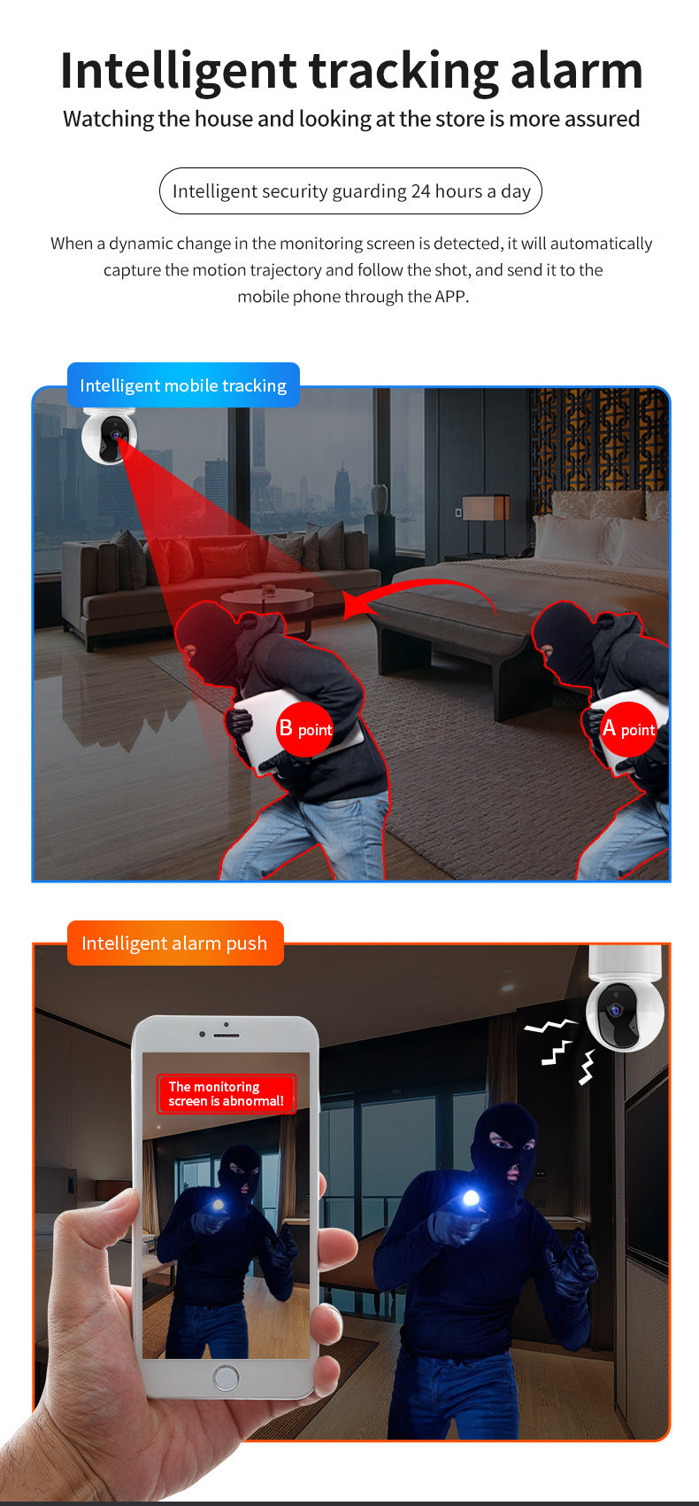 wifi Shake Head Camera Indoor Intelligent Monitoring Alarm Night Vision HD Home Remote Camera Infrared