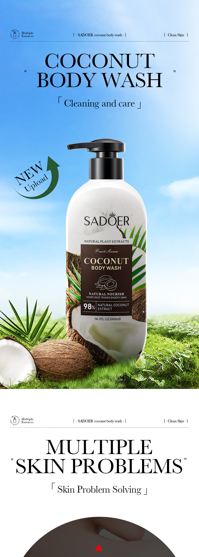 Fruit Body Wash400ml SADOER Coconut Cleansing Avocado Shower Milk  Foreign Trade Wholesale