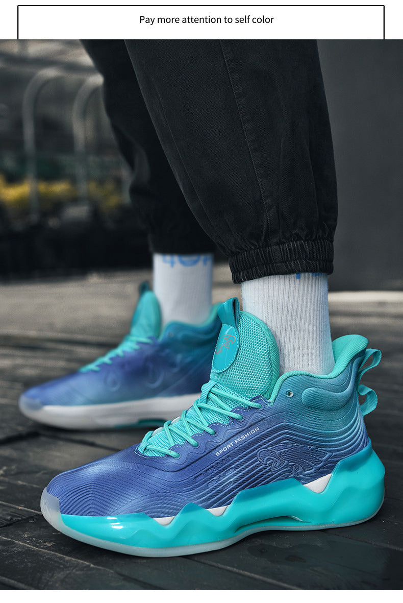 Autumn Winter New Wear-Resistant Anti-Slip Trendy Men's Sports Shoes Friction Sound Youth Professional Combat High-Top Basketball Shoes