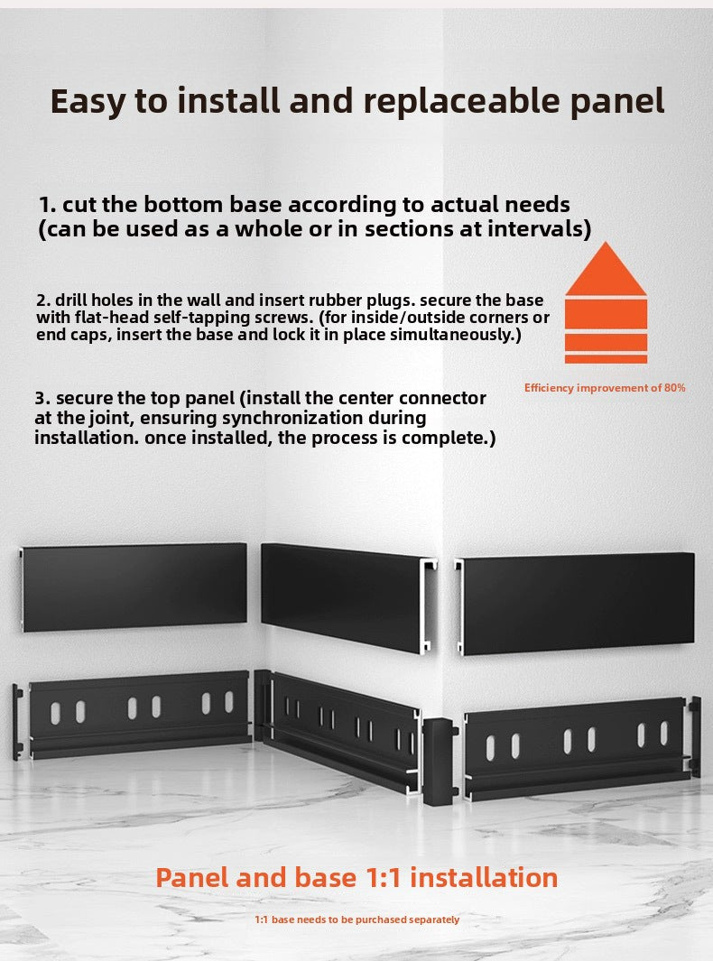 Aluminum Alloy10CM Thickened metal snap-on aluminum alloy skirting board, engineering-grade aluminum alloy skirting board