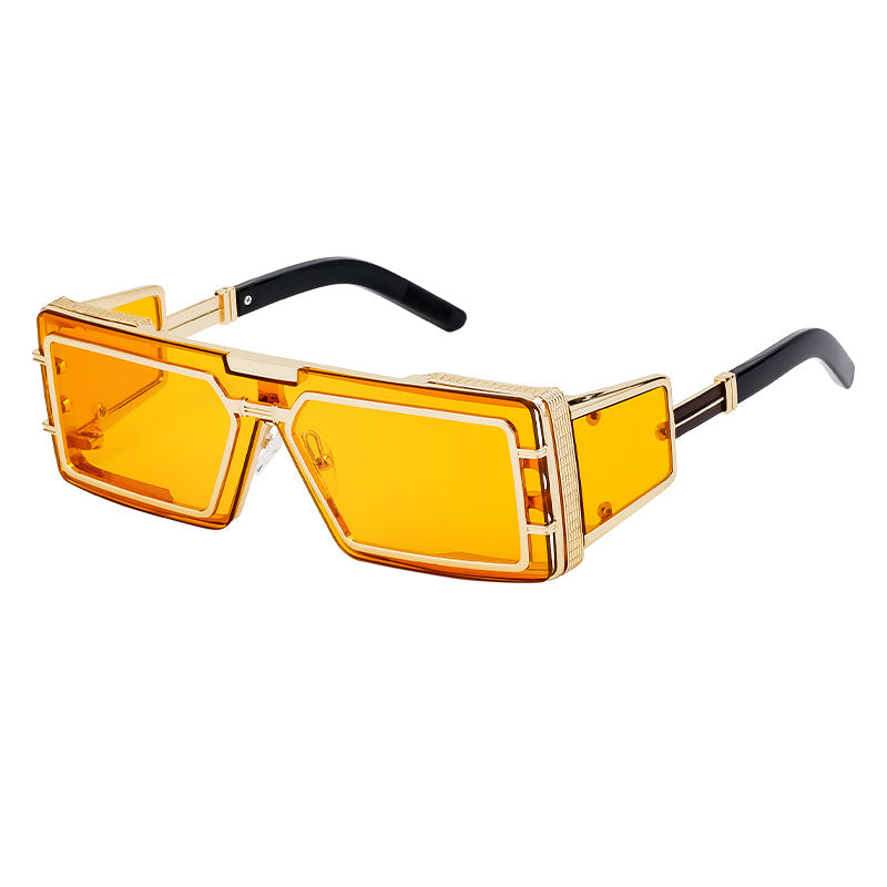 New Full Frame Glasses Men's Future Technology High-end Sense European and American fashion Square Frame Sunglasses Sunglasses shades