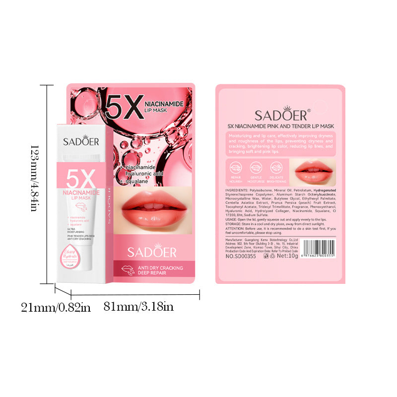 5Niacinamide Lip Mask SADOER Pink anti-chapped hydrating lip balm  wholesale