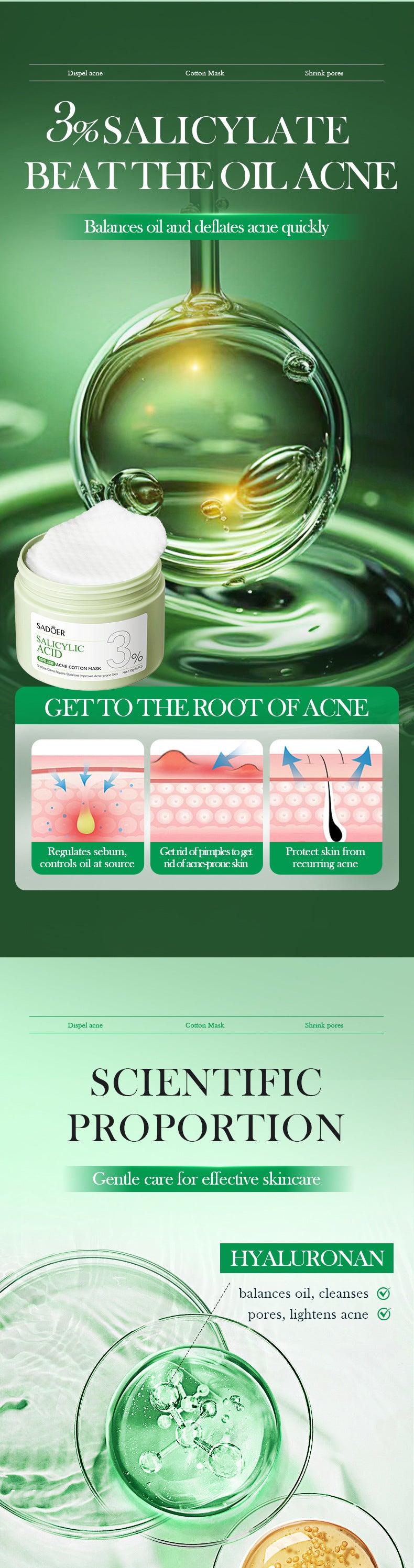 Salicylic Acid Skincare Series SADOER Anti-acne Amino Acid Moisturizing and Hydrating Skin Care Products  Foreign Trade Approval